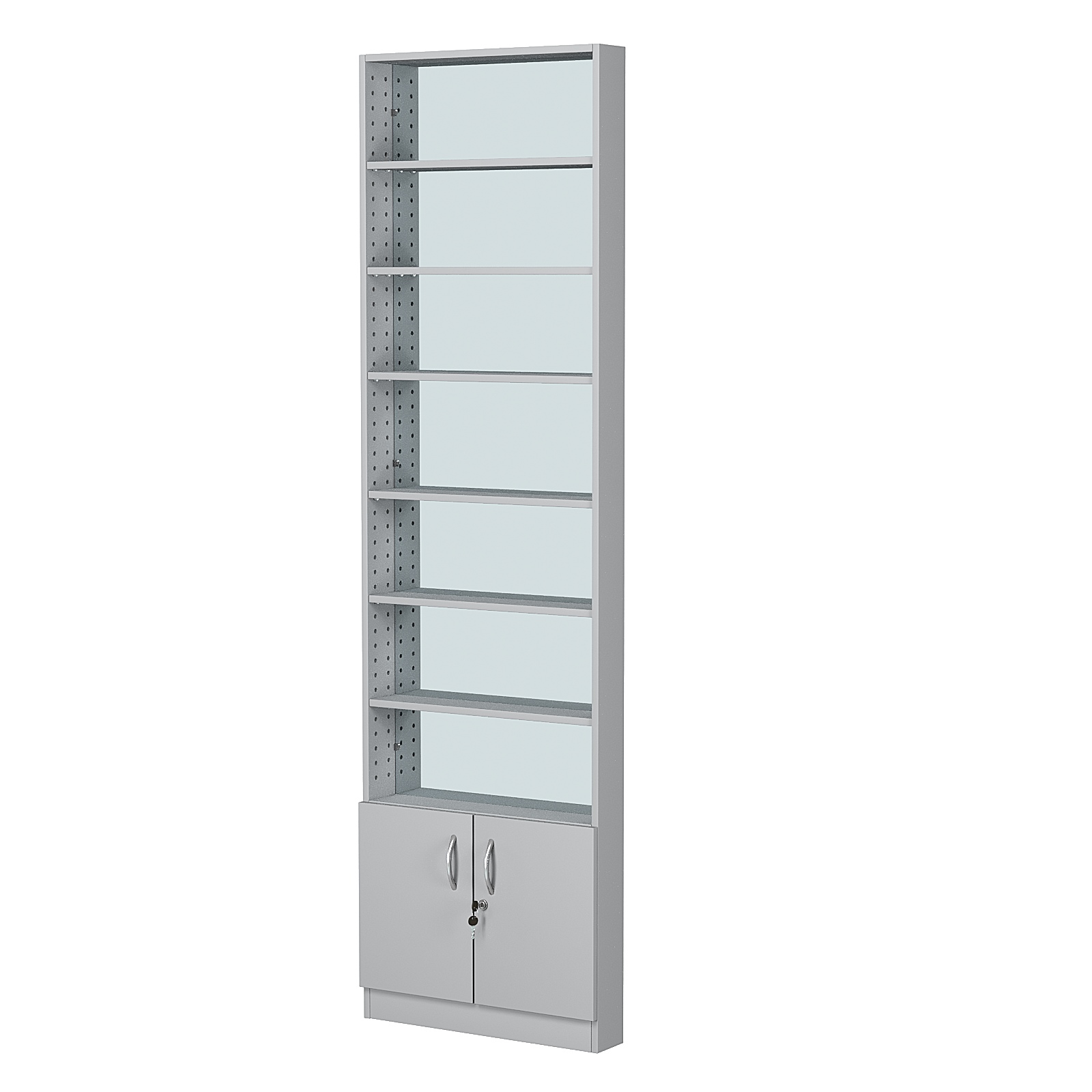 Стеллаж из ДСП с 6-ю полками 100x600 мм серии LEVEL-6 №1-2 (З/C - ЗЕРКАЛО) Серый