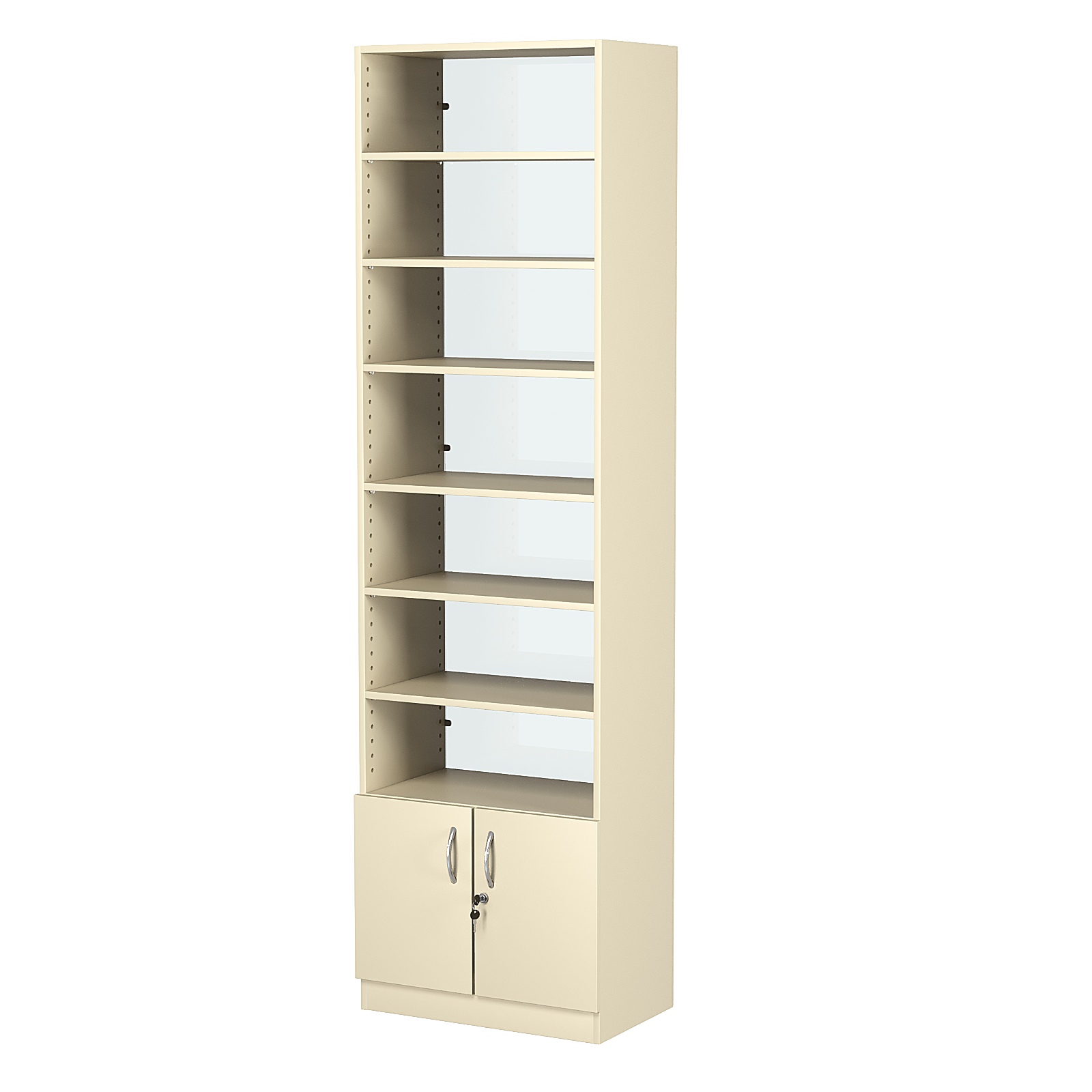 Стеллаж из ДСП с 6-ю полками 350x600 мм серии LEVEL-6 №6-1 (З/C - СТЕКЛО) Крем Вайс