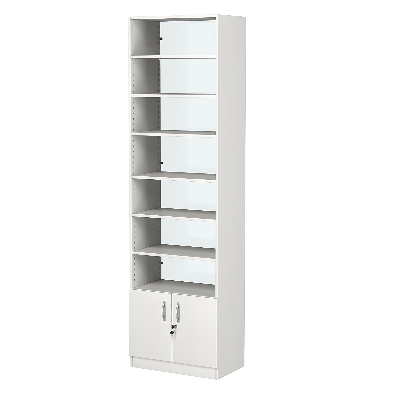 Стеллаж из ДСП с 6-ю полками 350x600 мм серии LEVEL-6 №6-1 (З/C - СТЕКЛО) Белый