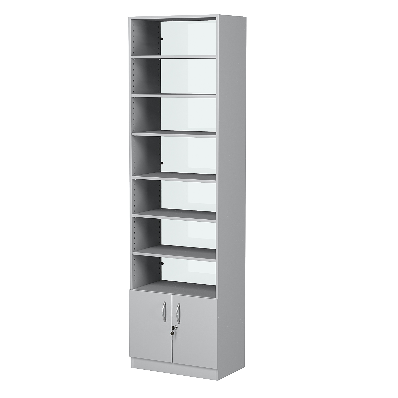 Стеллаж из ДСП с 6-ю полками 350x600 мм серии LEVEL-6 №6-1 (З/C - СТЕКЛО) Серый