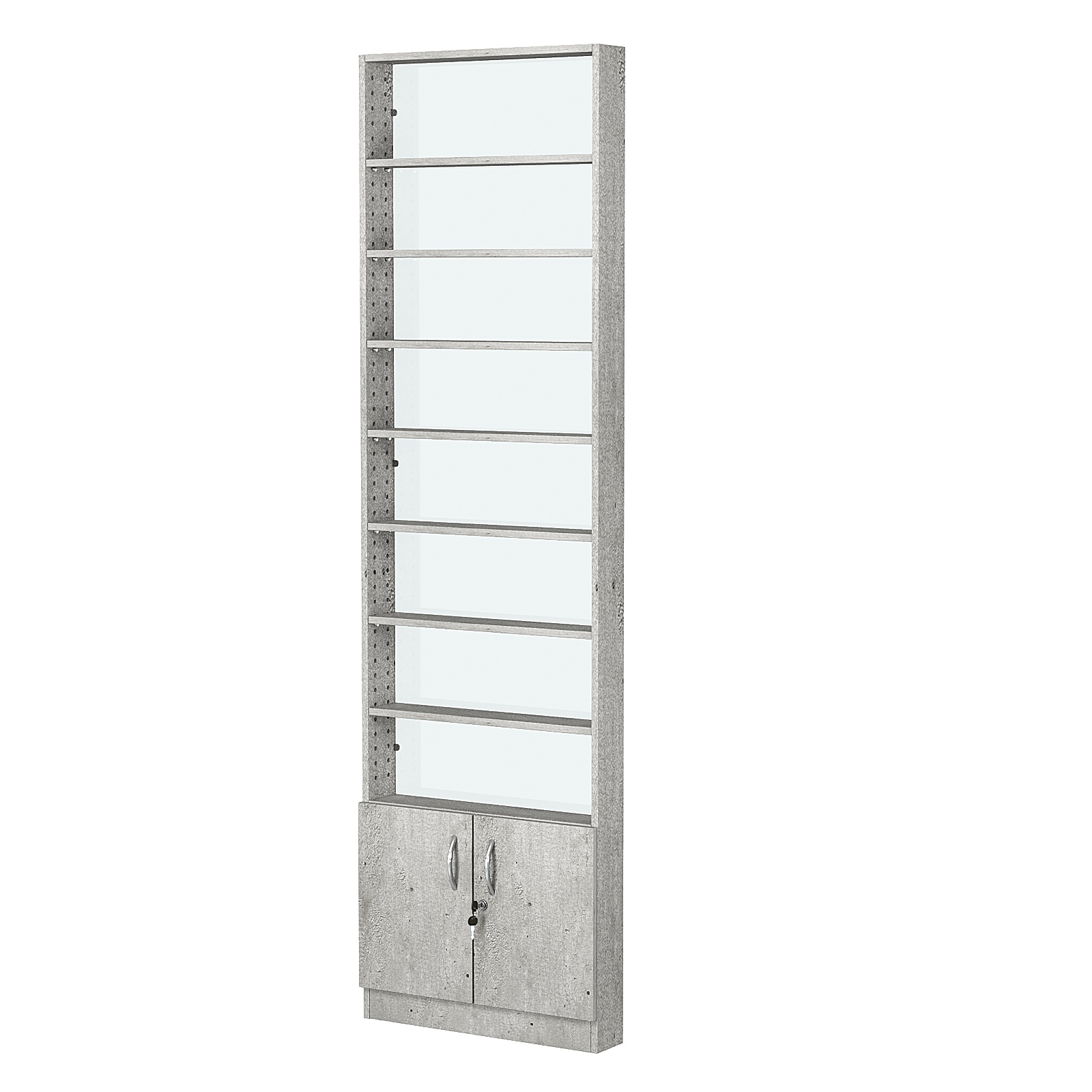 Стеллаж из ДСП с 7-ю полками 100x600 мм серии LEVEL-7 №1-1 (З/C - СТЕКЛО) Метрополитан Грей