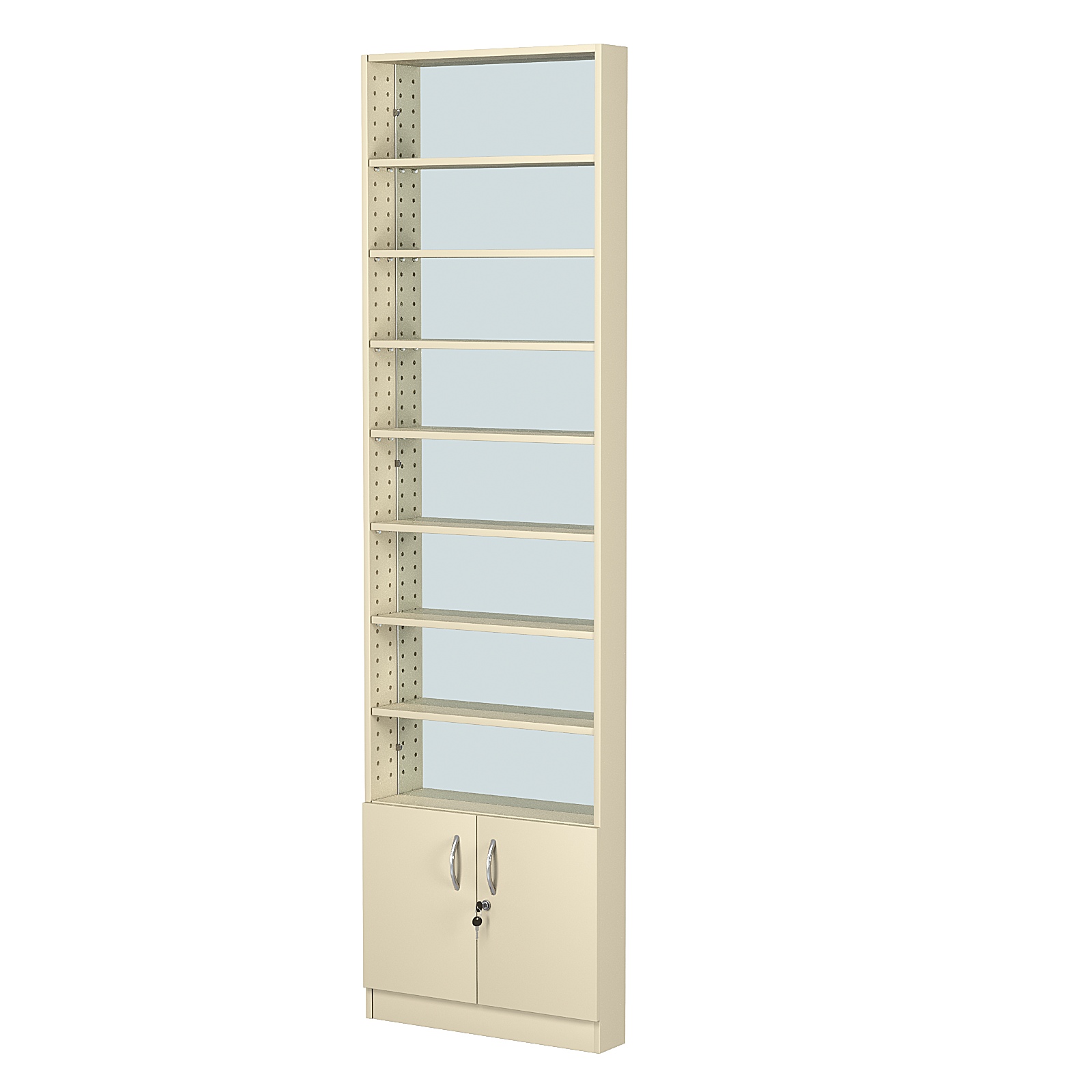 Стеллаж из ДСП с 7-ю полками 100x600 мм серии LEVEL-7 №1-2 (З/C - ЗЕРКАЛО) Крем Вайс