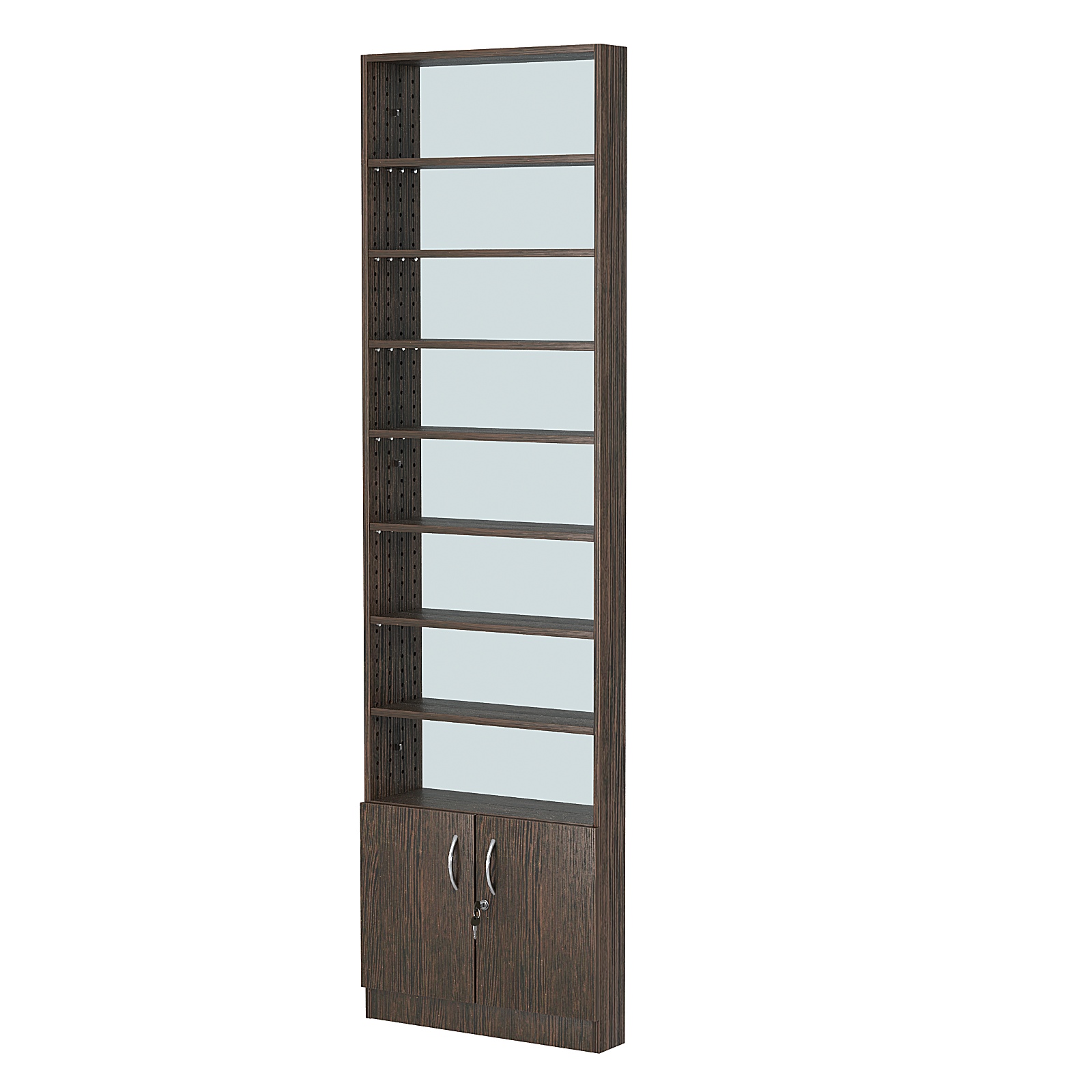 Стеллаж из ДСП с 7-ю полками 100x600 мм серии LEVEL-7 №1-2 (З/C - ЗЕРКАЛО) Дуб Венге