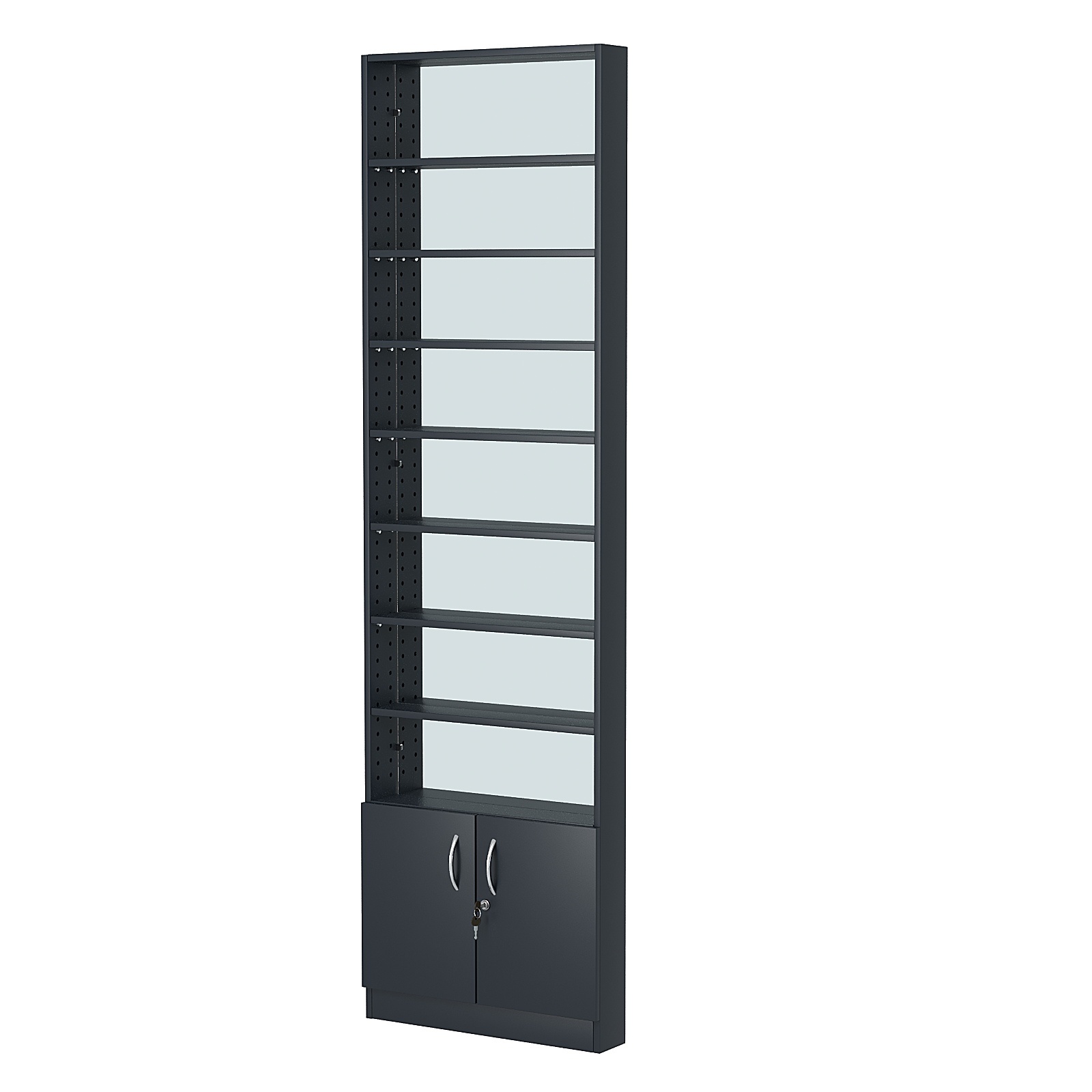 Стеллаж из ДСП с 7-ю полками 100x600 мм серии LEVEL-7 №1-2 (З/C - ЗЕРКАЛО) Антрацит