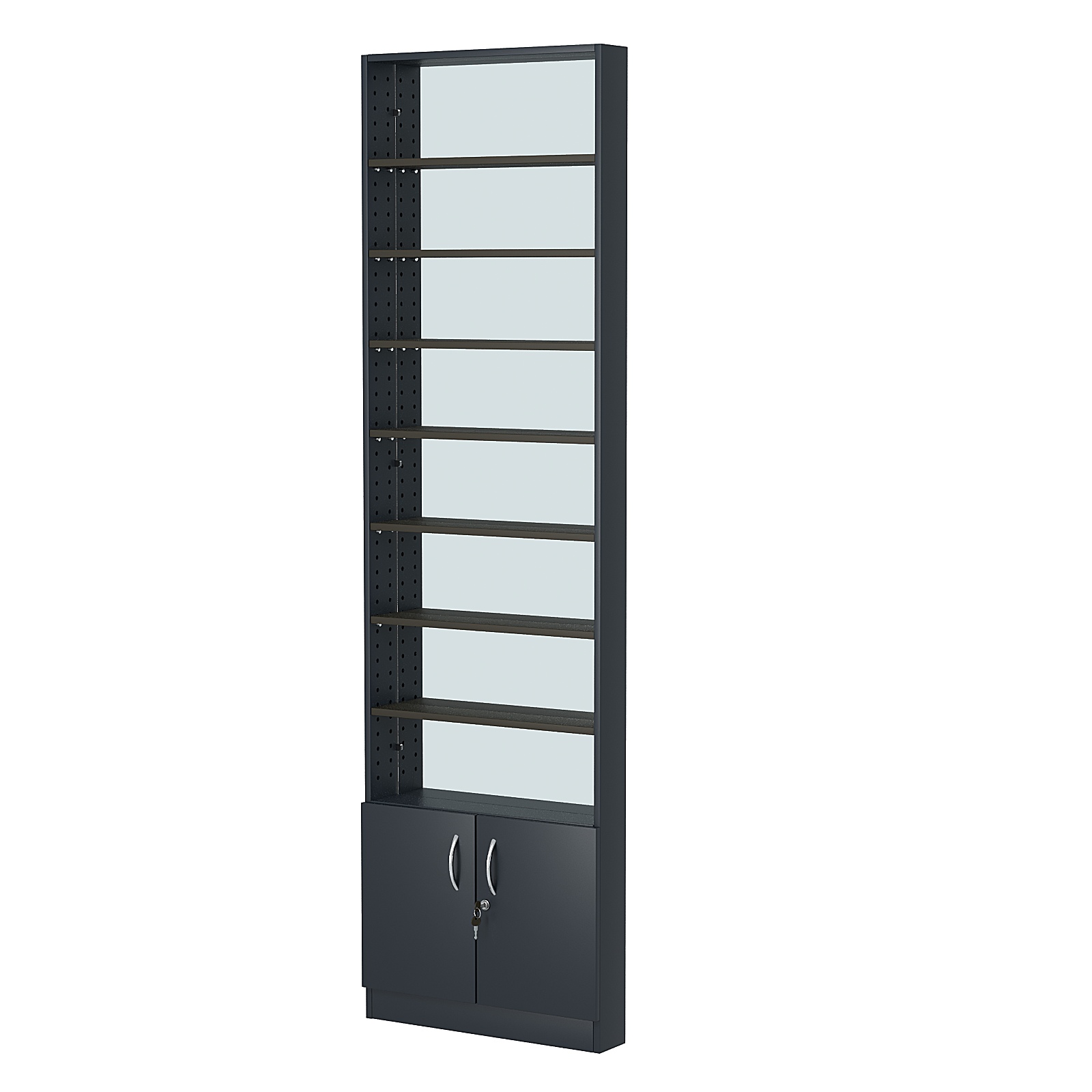 Стеллаж из ДСП с 8-ю полками 100x600 мм серии LEVEL-8 №1-2 (З/C - ЗЕРКАЛО) Антрацит