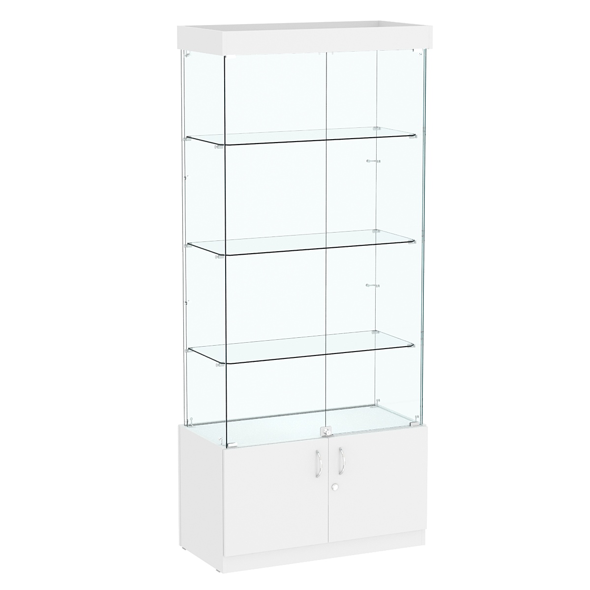 Витрина Истра №1 прямоугольная (задняя стенка - стекло) Белый