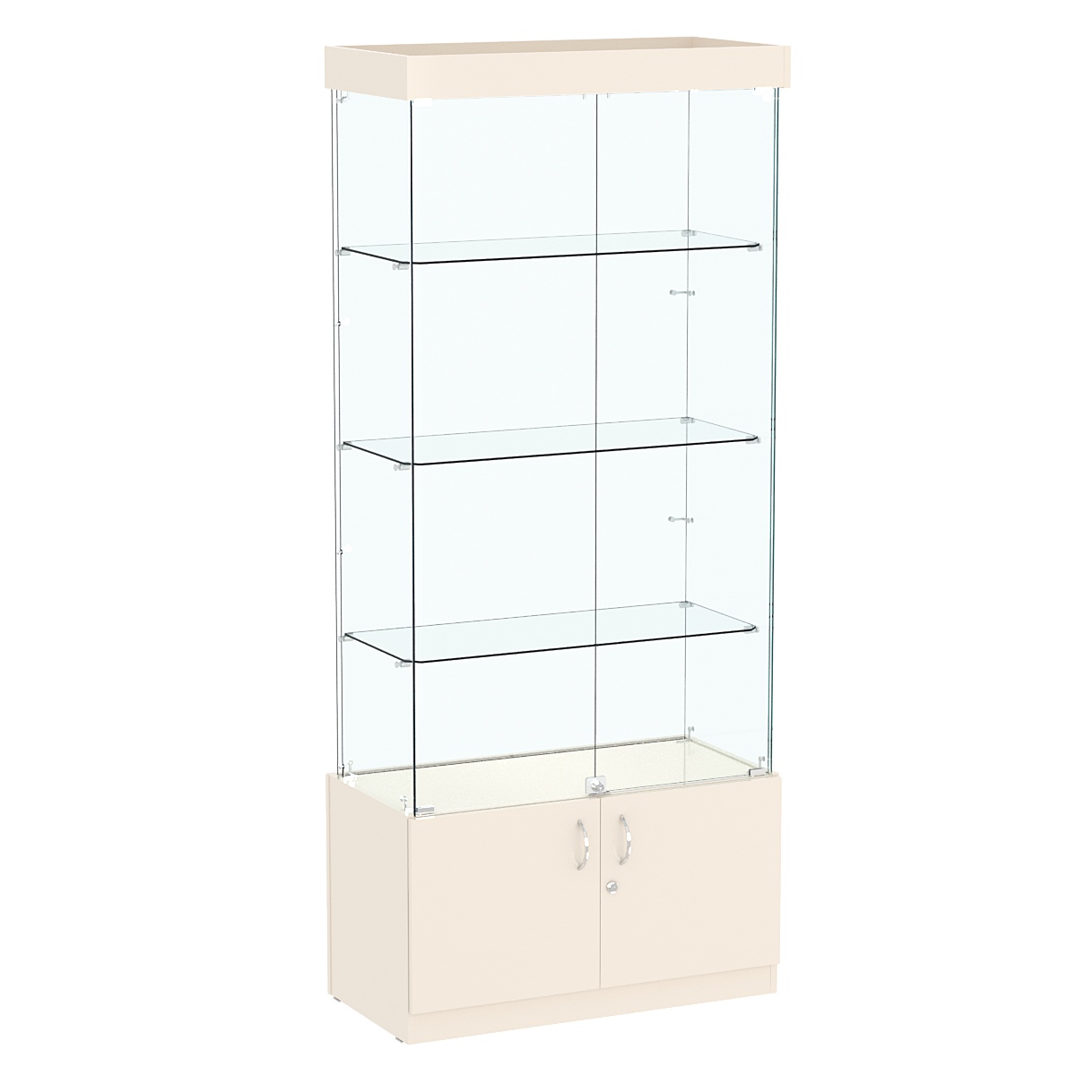 Витрина Истра №1 прямоугольная (задняя стенка - стекло) Крем Вайс