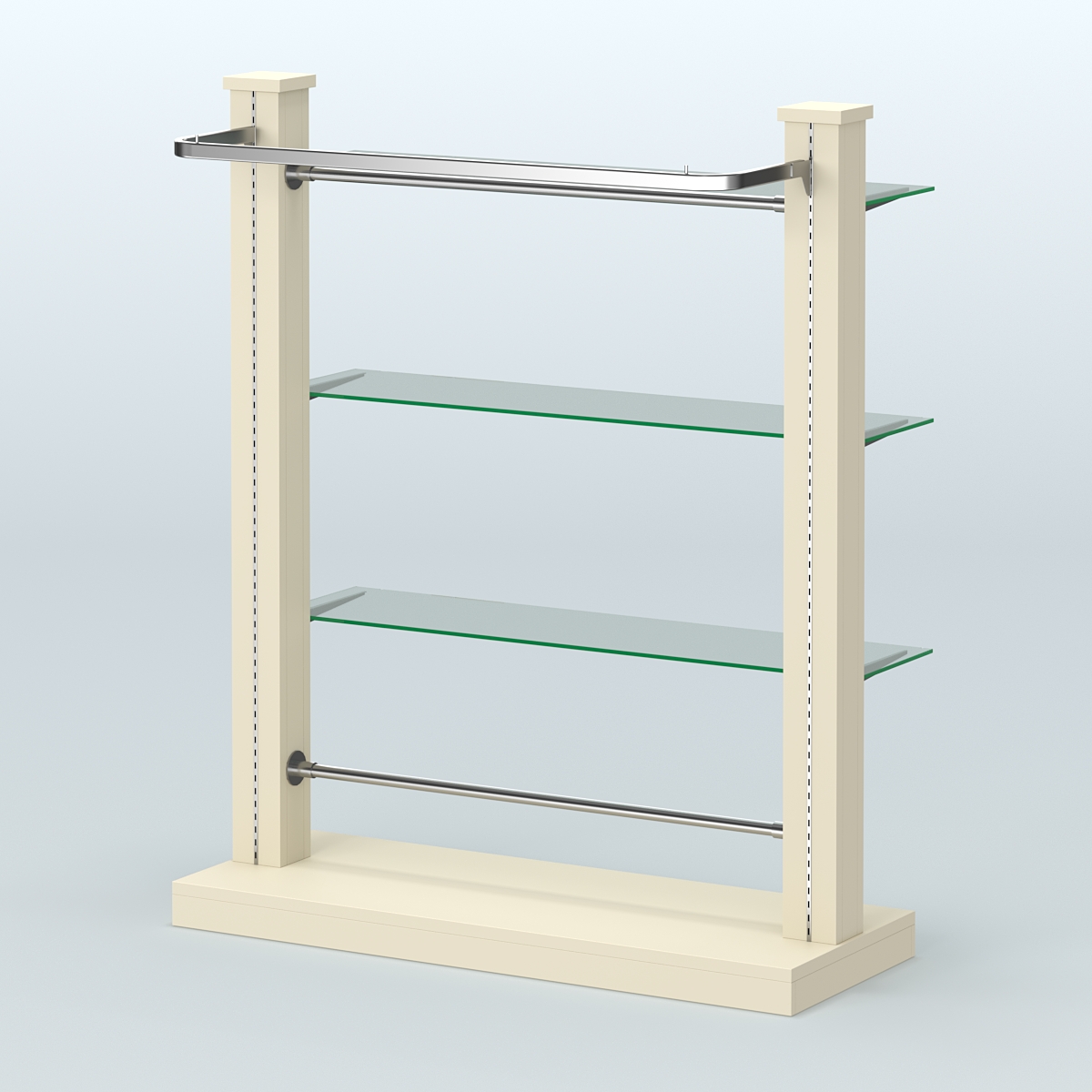 Островная система с перфорацией и тремя стеклянными полками №9 Крем Вайс