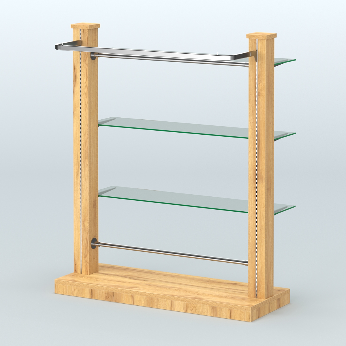 Островная система с перфорацией и тремя стеклянными полками №9 Дуб Золотистый