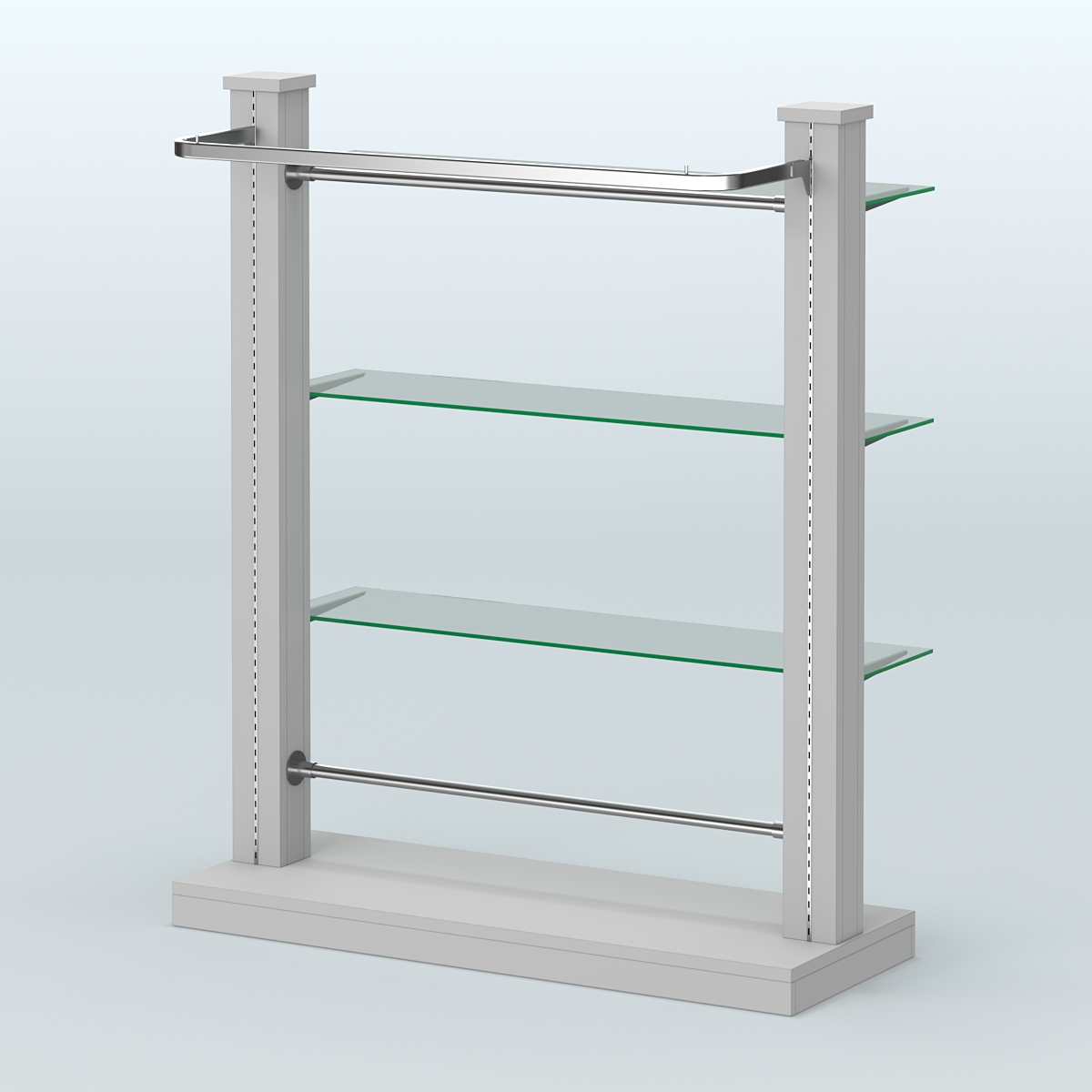 Островная система с перфорацией и тремя стеклянными полками №9 Серый