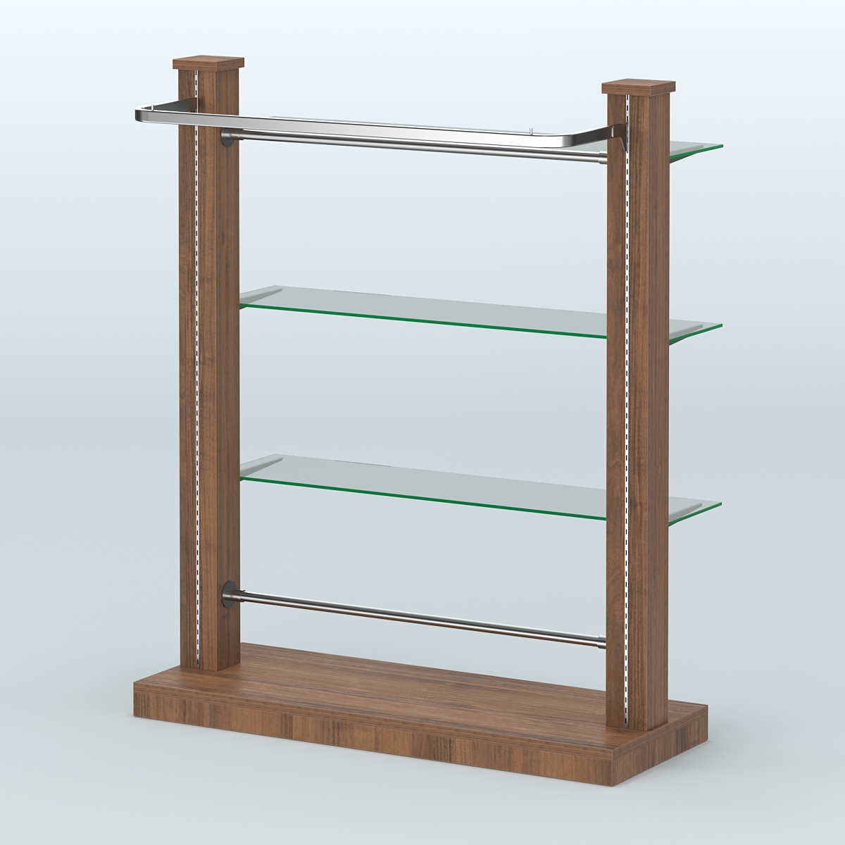 Островная система с перфорацией и тремя стеклянными полками №9 Орех