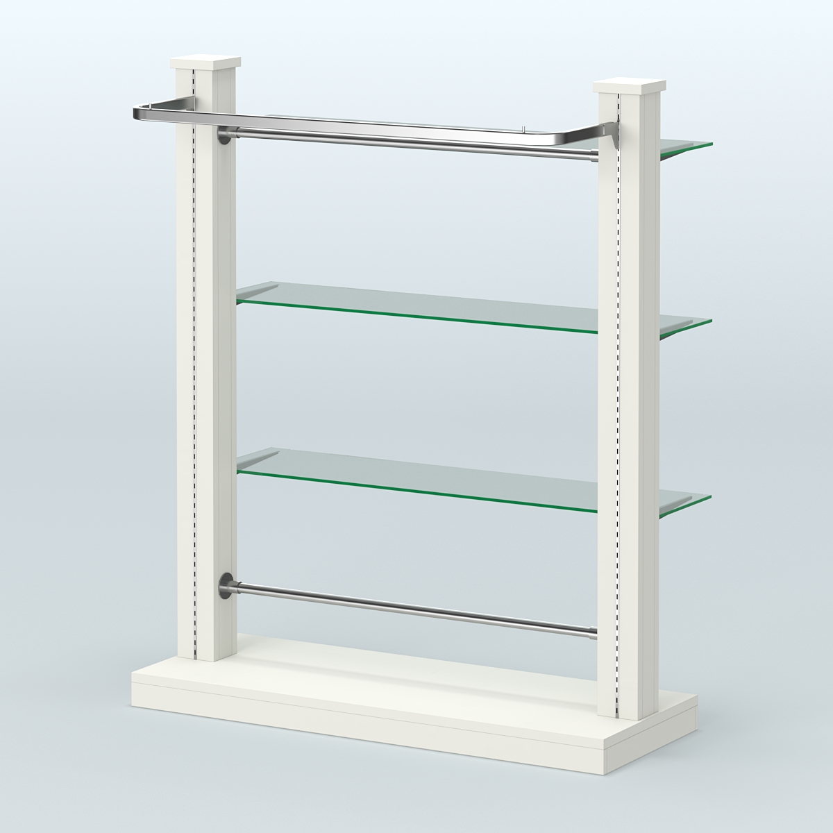 Островная система с перфорацией и тремя стеклянными полками №9 Белый