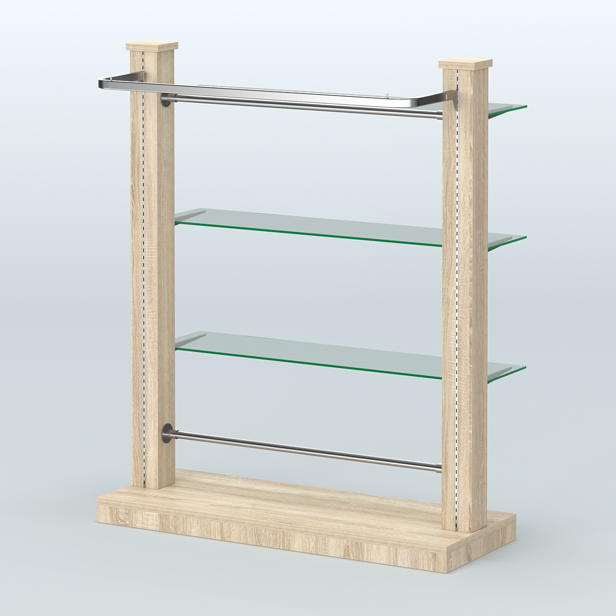 Островная система с перфорацией и тремя стеклянными полками №9 Дуб сонома