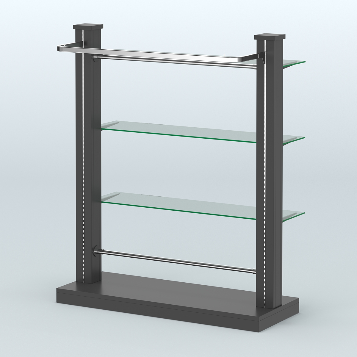 Островная система с перфорацией и тремя стеклянными полками №9 Черный