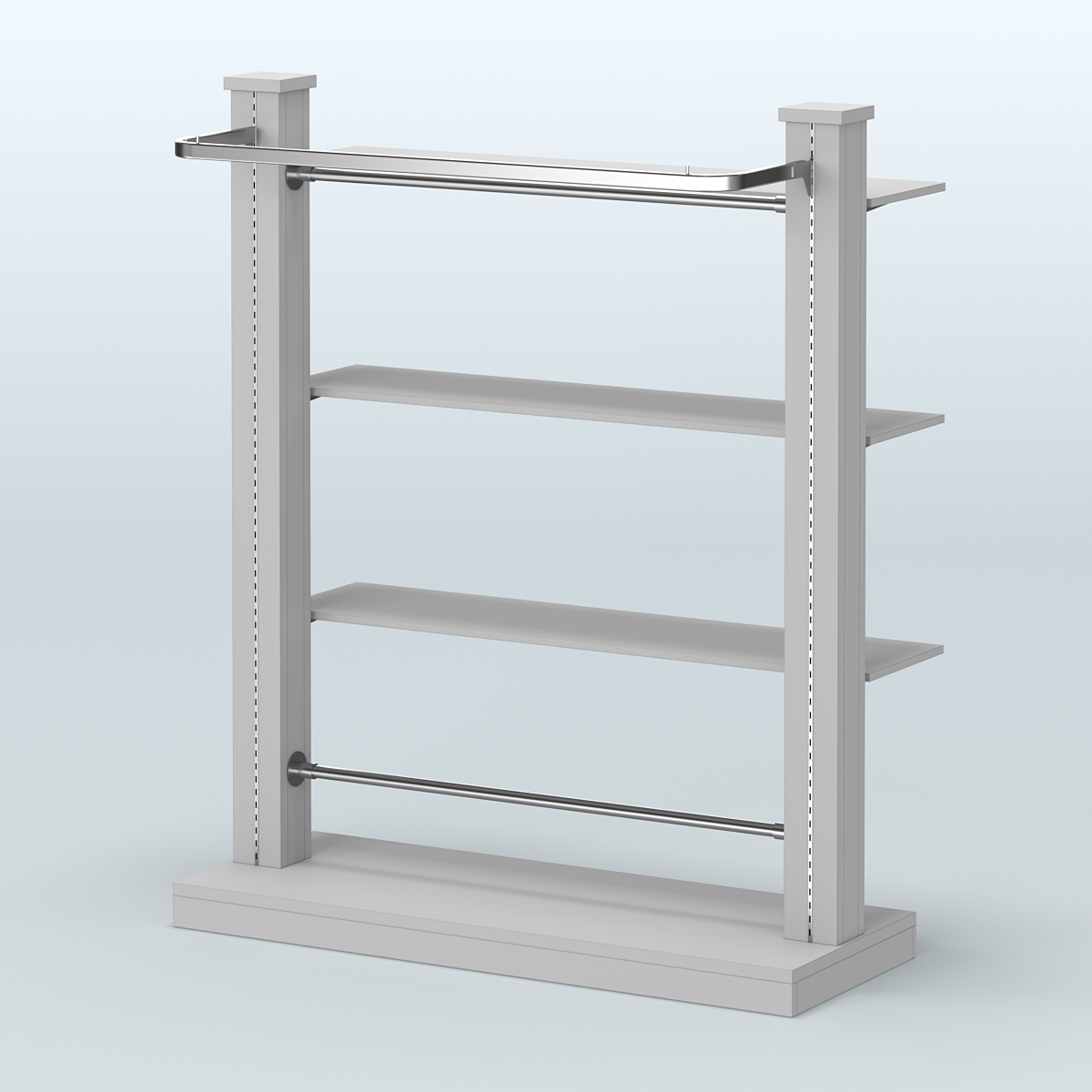 Островная система с перфорацией и тремя полками из ДСП №11 Серый