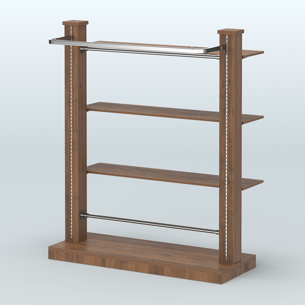 Островная система с перфорацией и тремя полками из ДСП №11 Орех