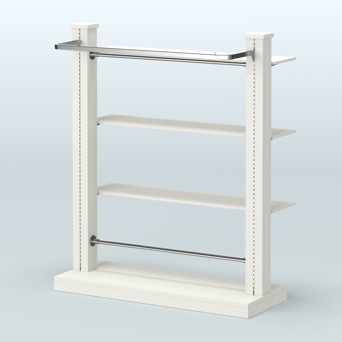 Островная система с перфорацией и тремя полками из ДСП №11 Белый