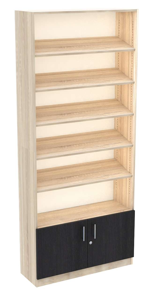 Стеллаж из ДСП с 5-ю наклонными полками 300x900 мм серии TILT-5 №12 (З/C - ДВП) Орех