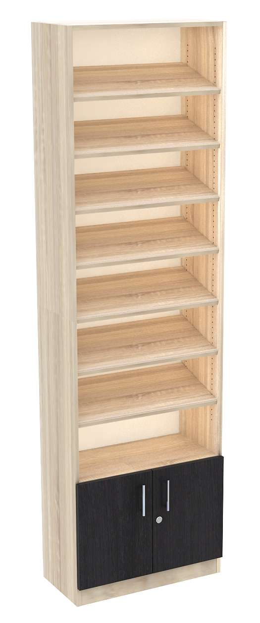 Стеллаж из ДСП с 7-ю наклонными полками 300x600 мм серии TILT-7 №5 (З/C - ДВП) Дуб Венге