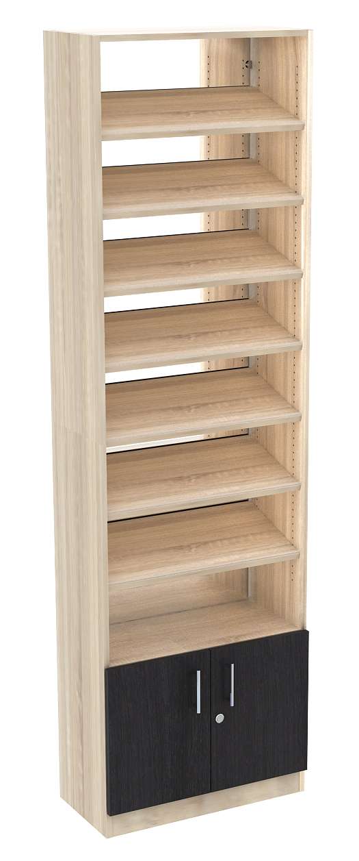 Стеллаж из ДСП с 7-ю наклонными полками 300x600 мм серии TILT-7 №5-2 (З/C - ЗЕРКАЛО) Черный