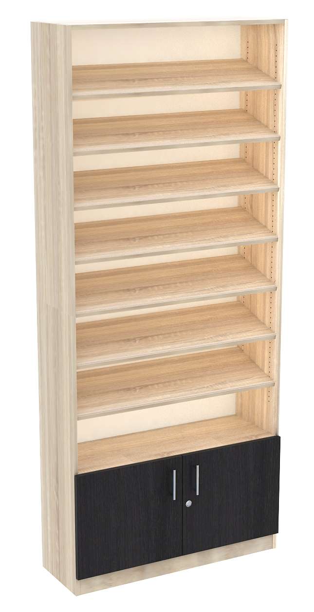 Стеллаж из ДСП с 7-ю наклонными полками 300x900 мм серии TILT-7 №12 (З/C - ДВП) Серый