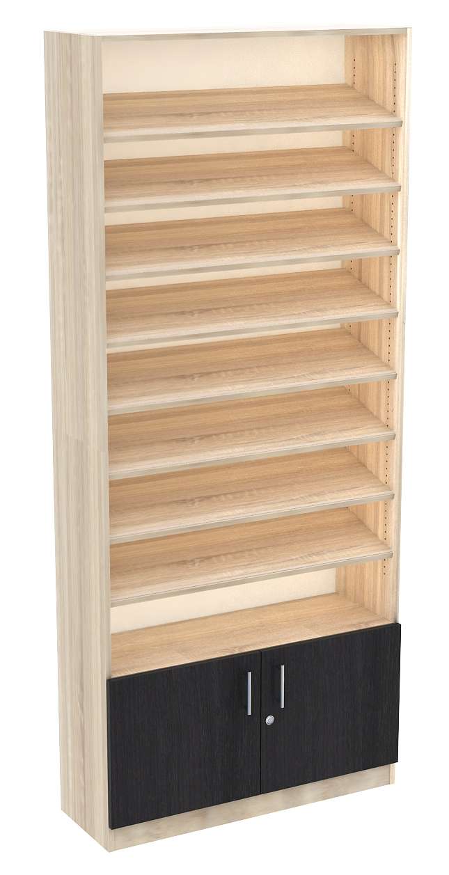 Стеллаж из ДСП с 8-ю наклонными полками 300x900 мм серии TILT-8 №12 (З/C - ДВП) Дуб Золотистый