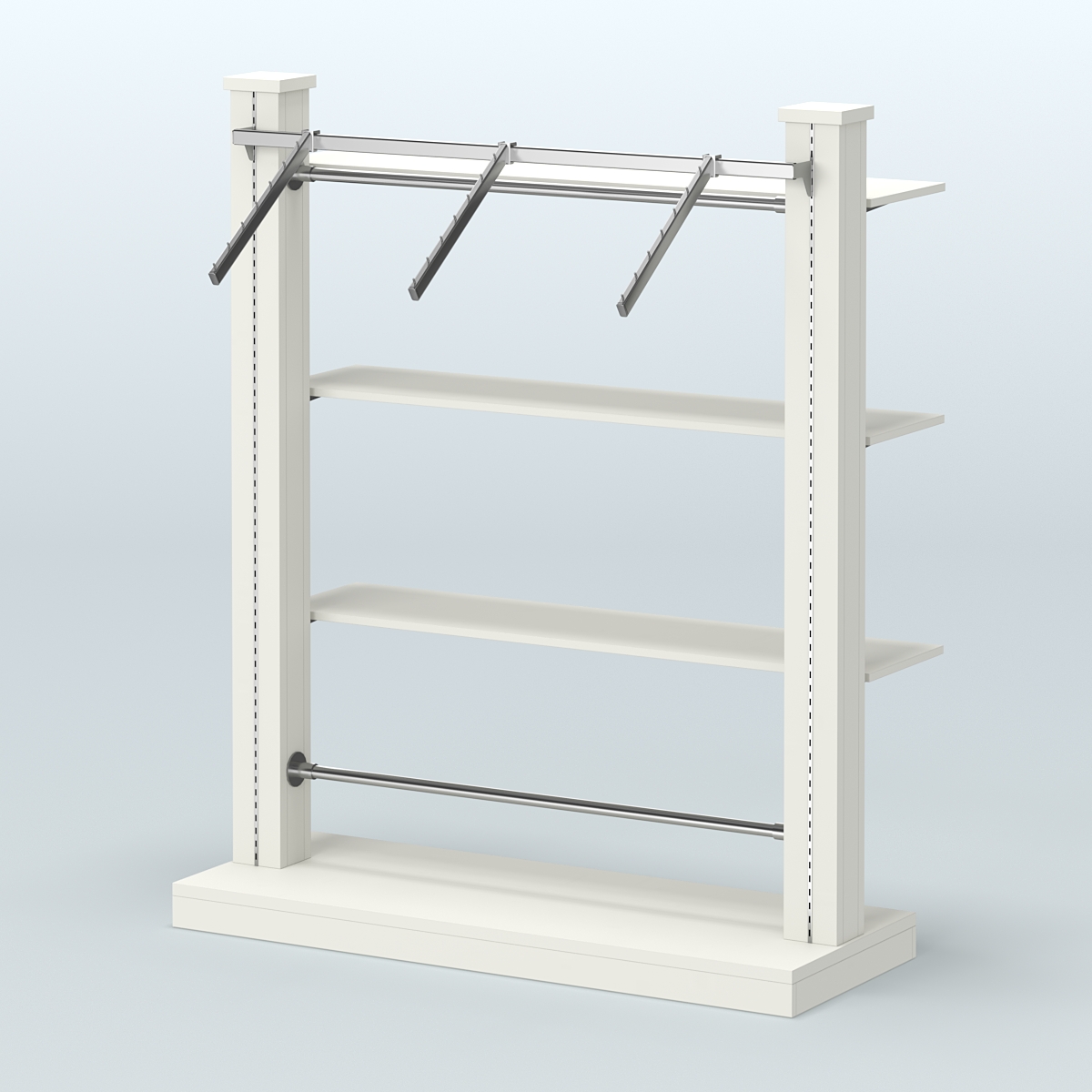 Островная система с перфорацией и тремя полками из ДСП №14 Белый