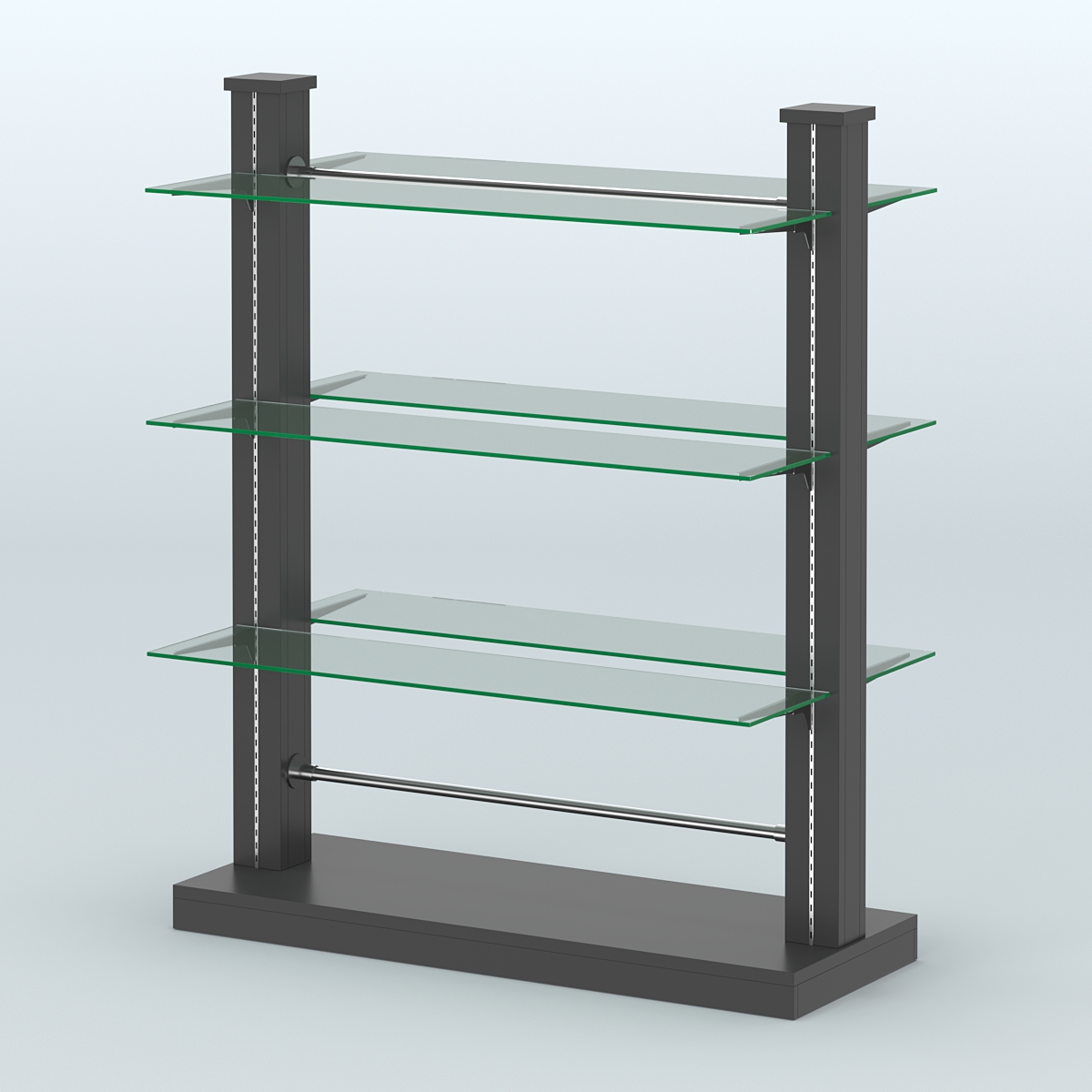 Островная система с перфорацией и шестью стеклянными полками №18 Черный
