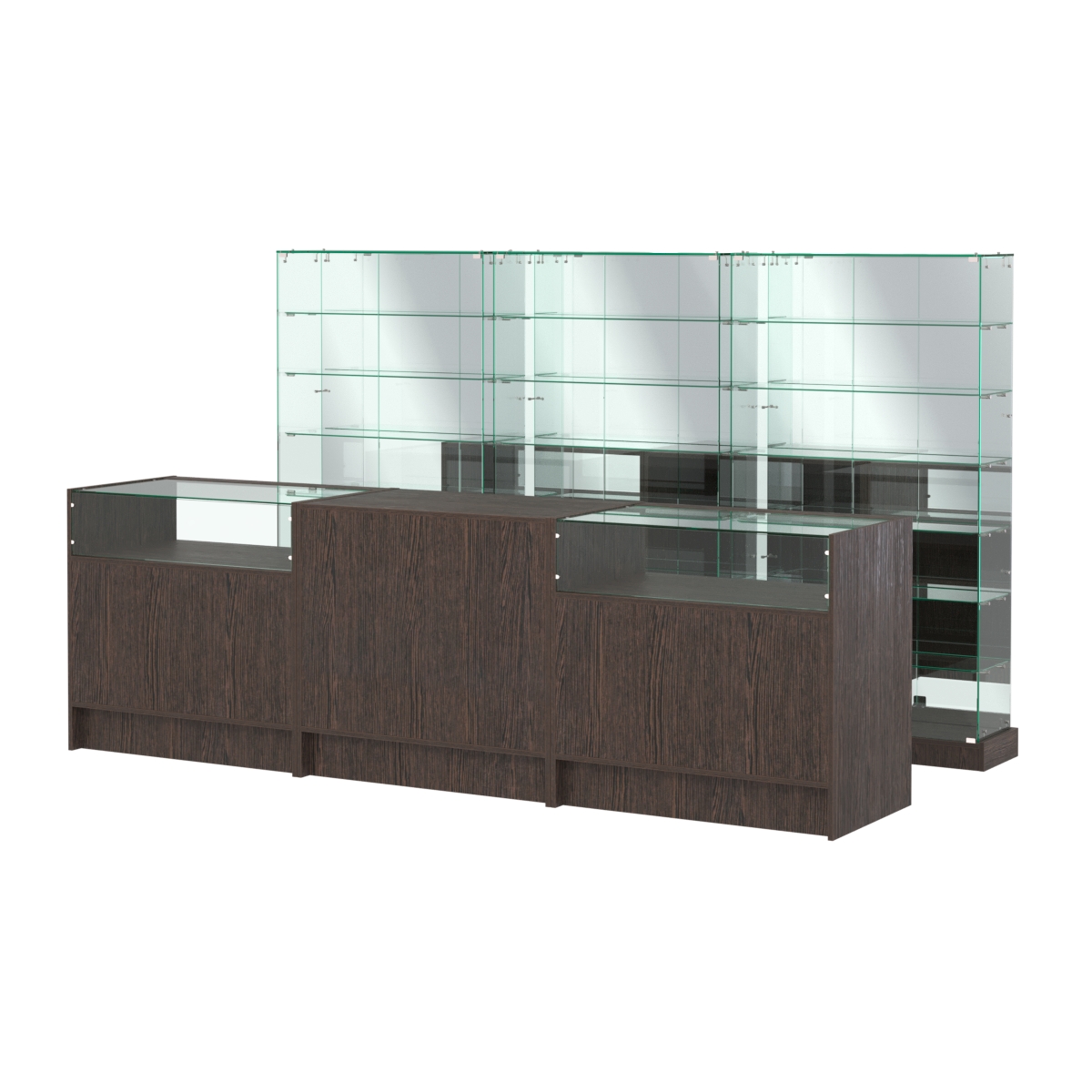 Комплект низких витрин ХП-11 и прилавков ЭК-2 Дуб Венге