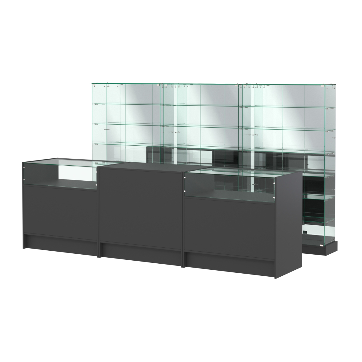 Комплект низких витрин ХП-11 и прилавков ЭК-2 Черный