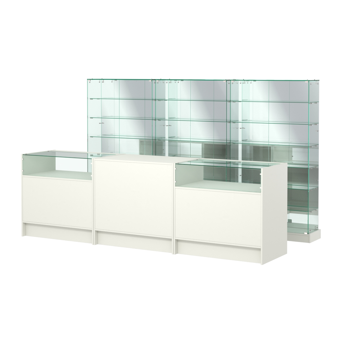 Комплект низких витрин ХП-11 и прилавков ЭК-2 Белый