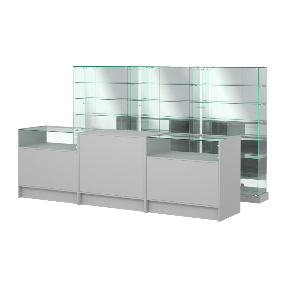 Комплект низких витрин ХП-11 и прилавков ЭК-2 Серый