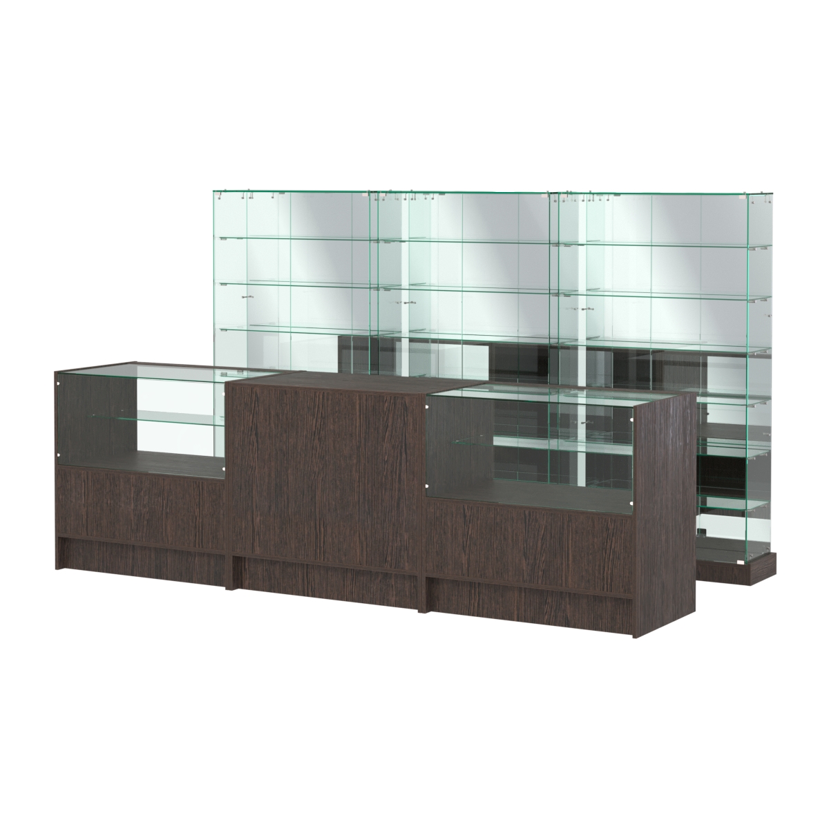 Комплект низких витрин ХП-11 и прилавков ЭК-3 Дуб Венге