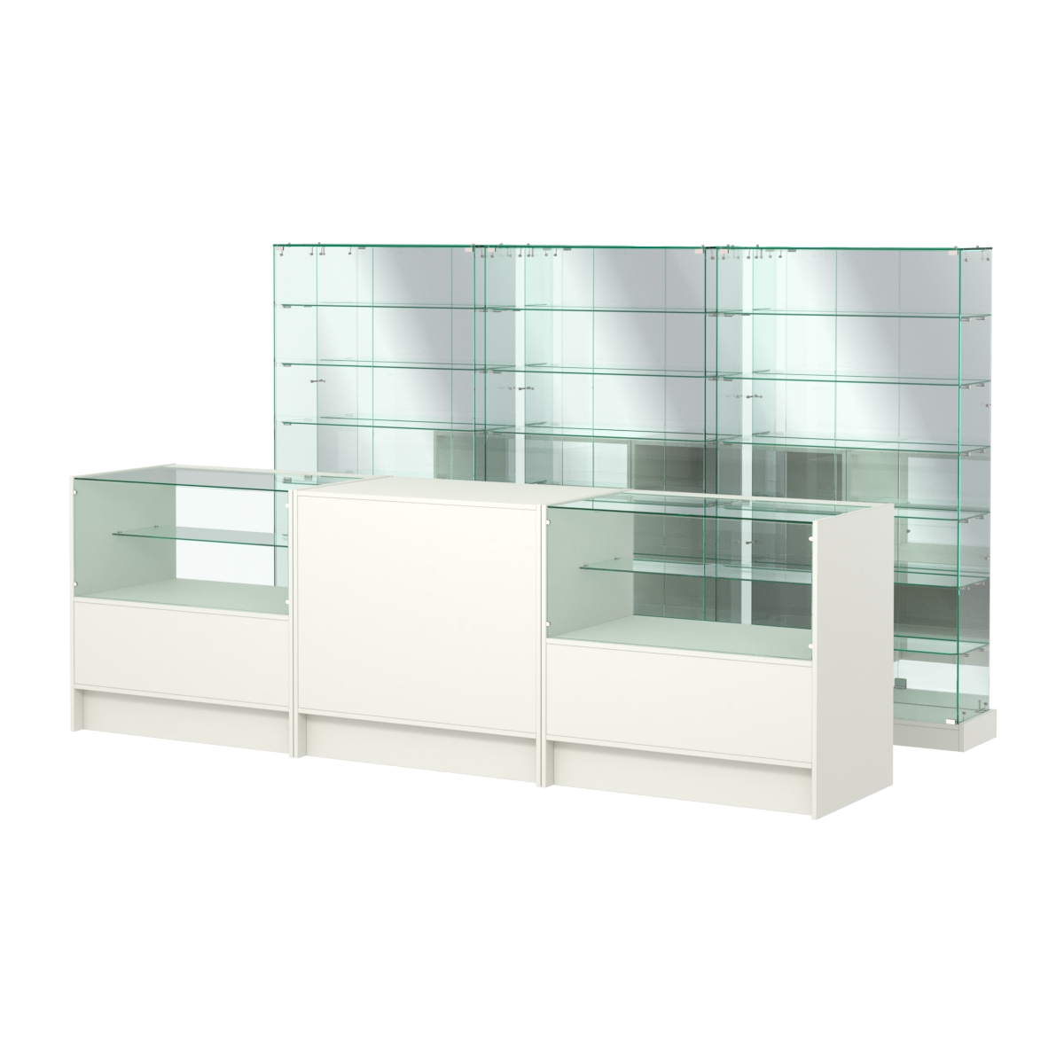 Комплект низких витрин ХП-11 и прилавков ЭК-3 Белый