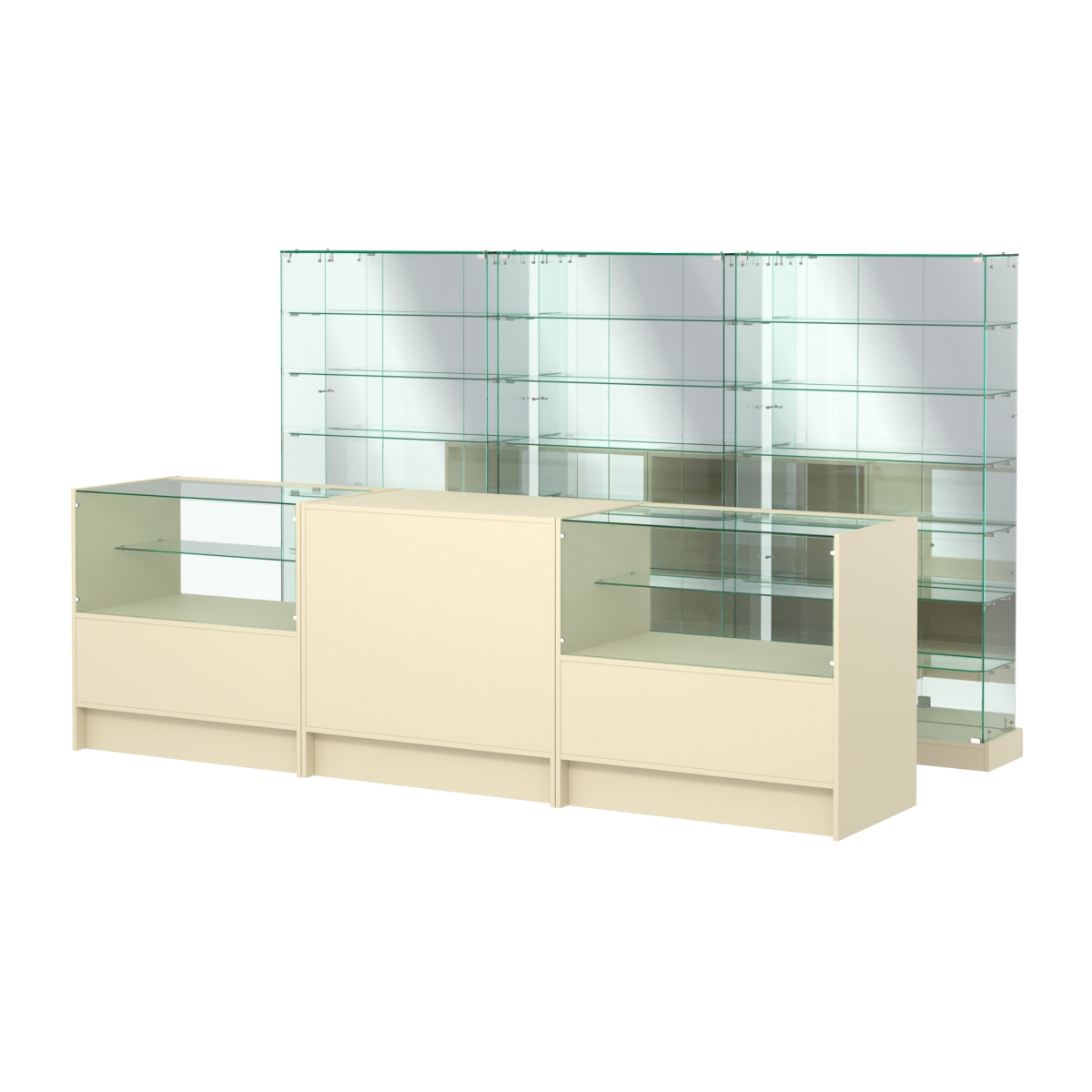 Комплект низких витрин ХП-11 и прилавков ЭК-3 Крем Вайс