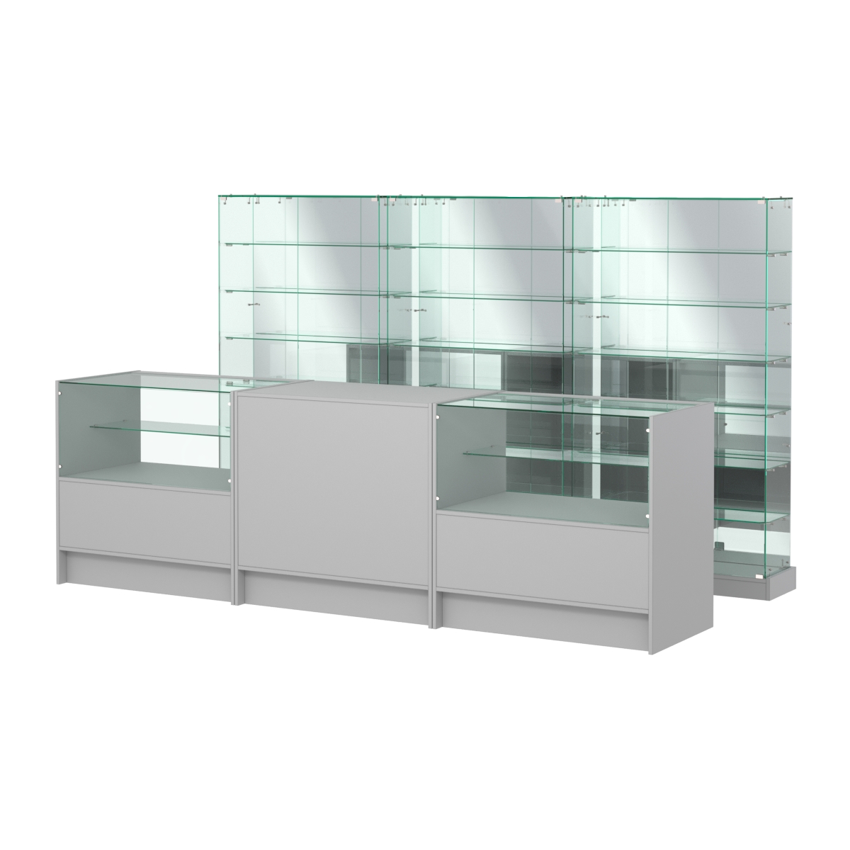 Комплект низких витрин ХП-11 и прилавков ЭК-3 Серый