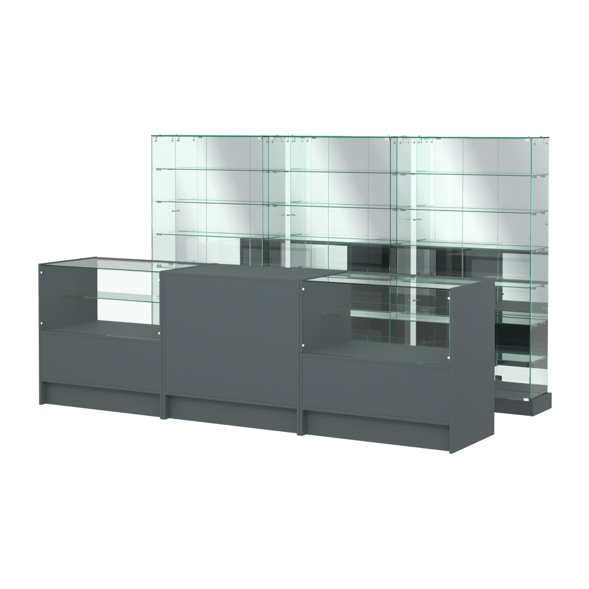 Комплект низких витрин ХП-11 и прилавков ЭК-3 Темно-Серый