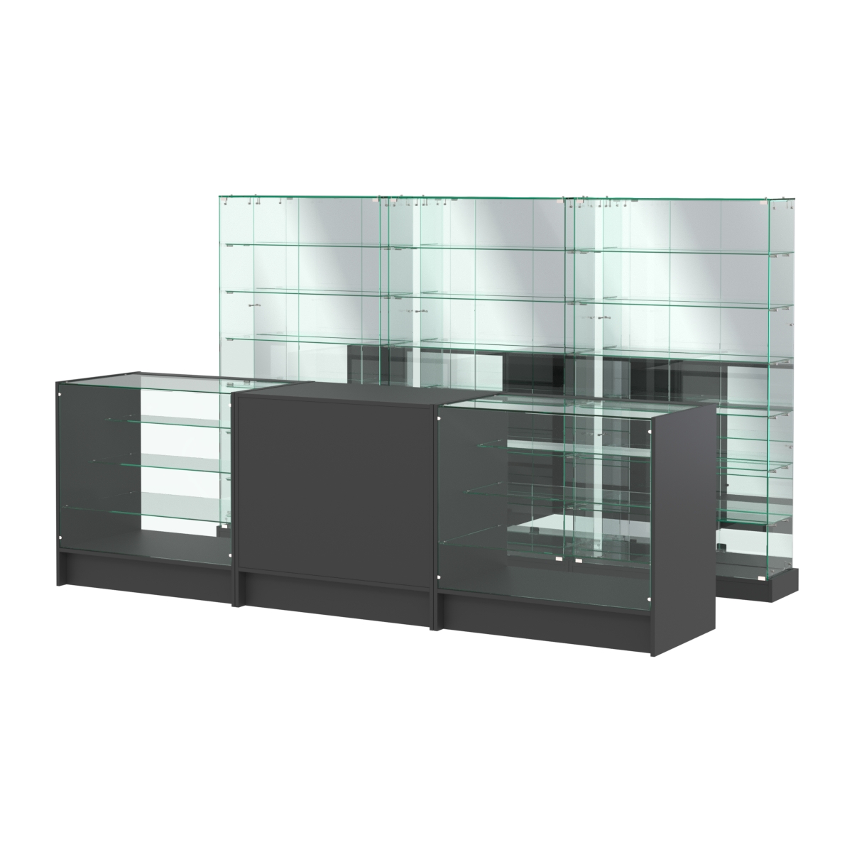 Комплект низких витрин ХП-11 и прилавков ЭК-4 Черный