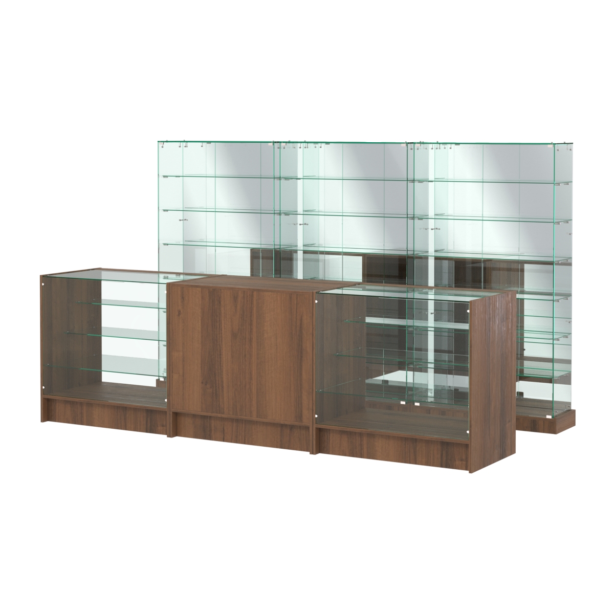 Комплект низких витрин ХП-11 и прилавков ЭК-4 Орех