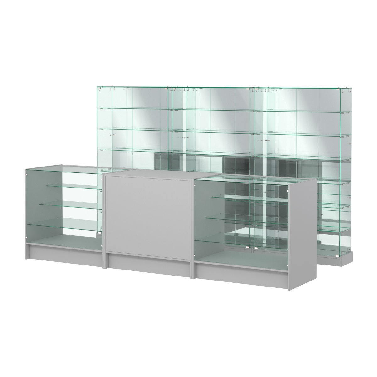 Комплект низких витрин ХП-11 и прилавков ЭК-4 Серый