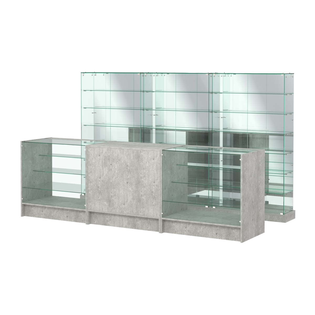 Комплект низких витрин ХП-11 и прилавков ЭК-4 Метрополитан Грей