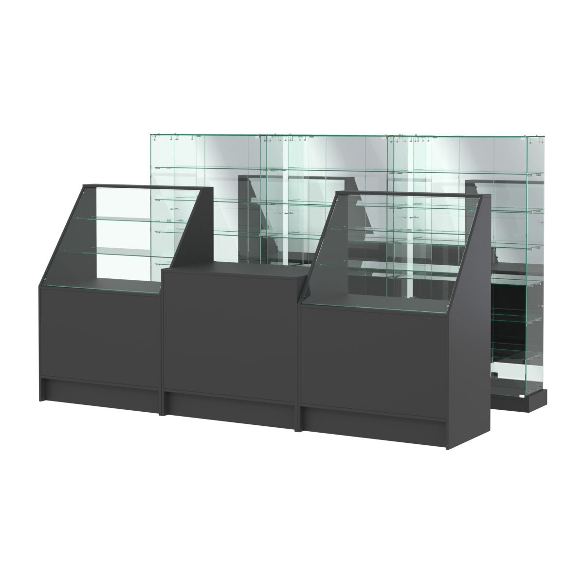 Комплект низких витрин ХП-11 и прилавков ЭК-7 Черный