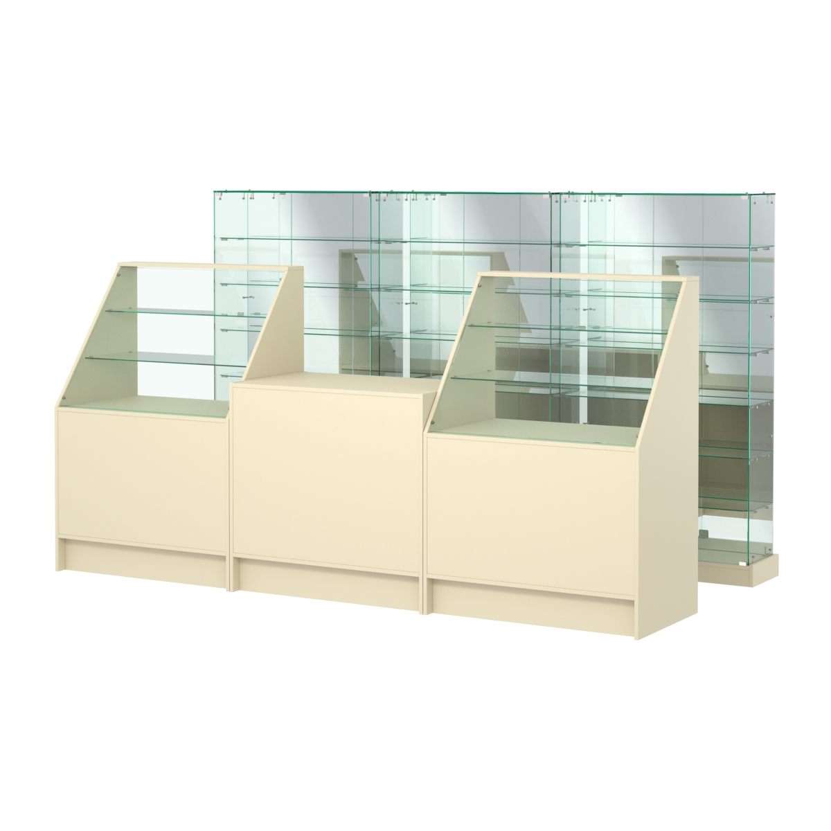 Комплект низких витрин ХП-11 и прилавков ЭК-7 Крем Вайс