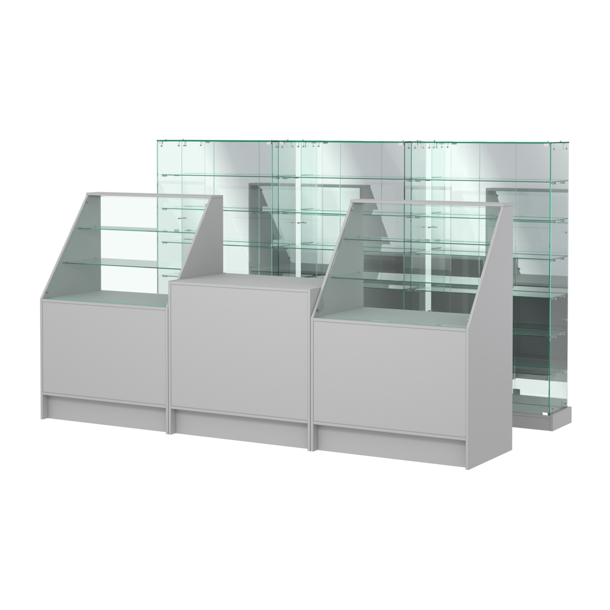 Комплект низких витрин ХП-11 и прилавков ЭК-7 Серый