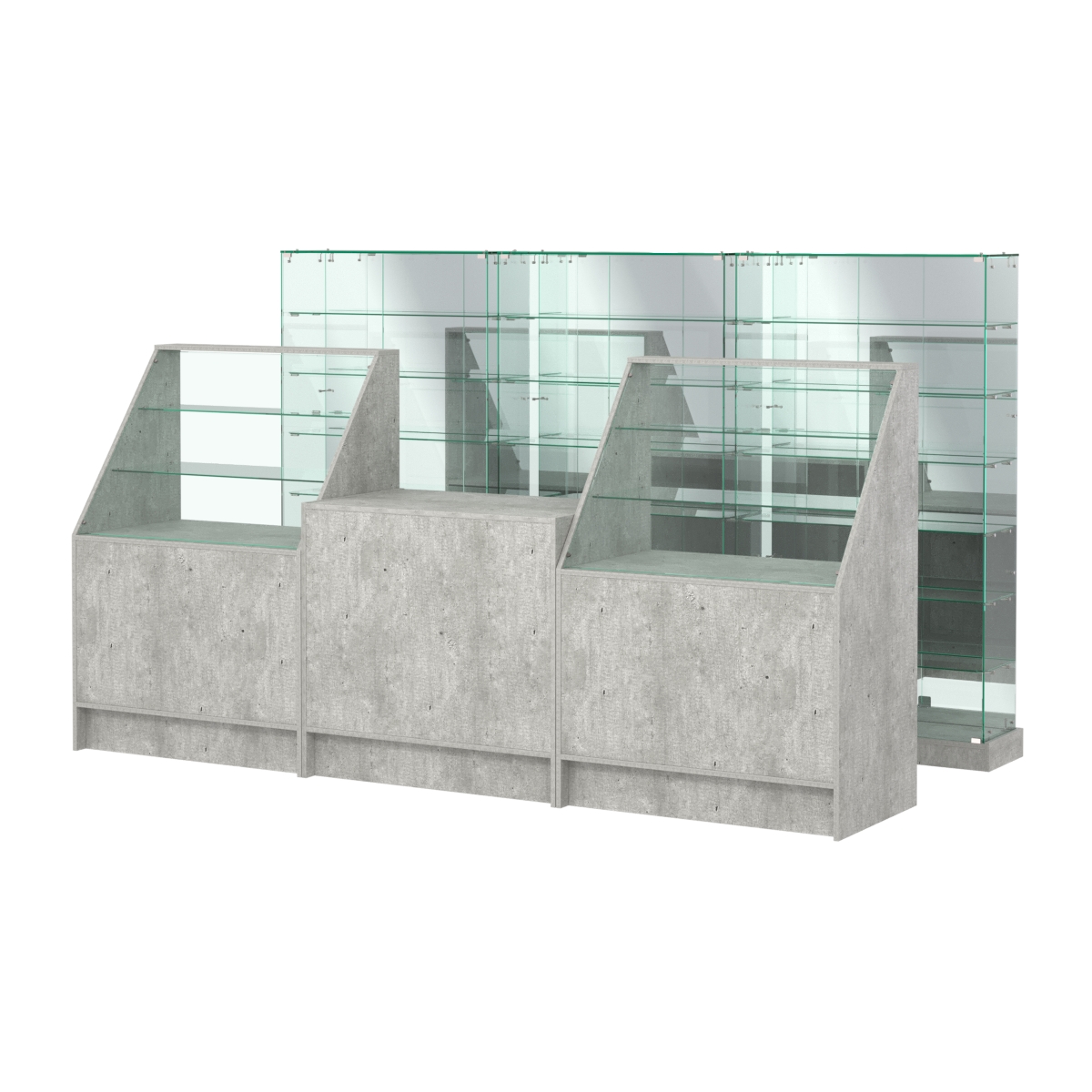 Комплект низких витрин ХП-11 и прилавков ЭК-7 Метрополитан Грей