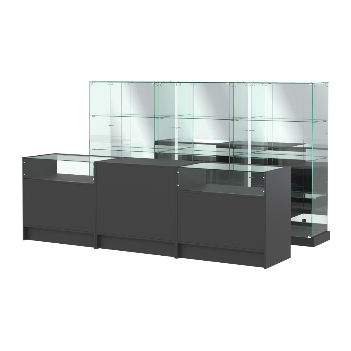 Комплект низких витрин ХП-07 и прилавков ЭК-2 Черный