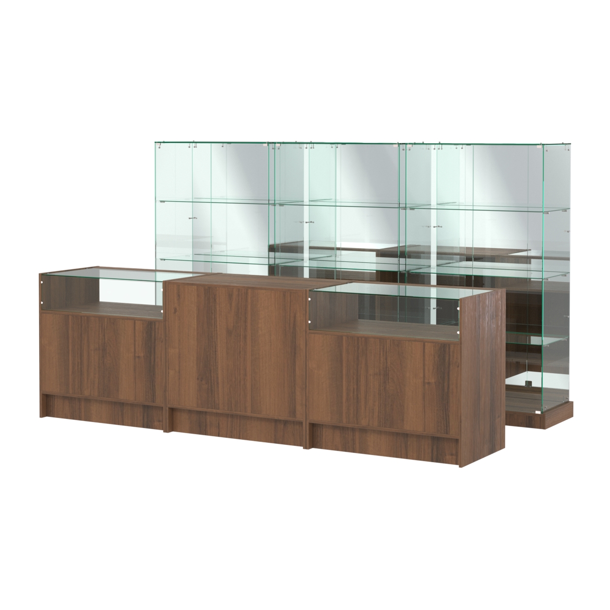 Комплект низких витрин ХП-07 и прилавков ЭК-2 Орех