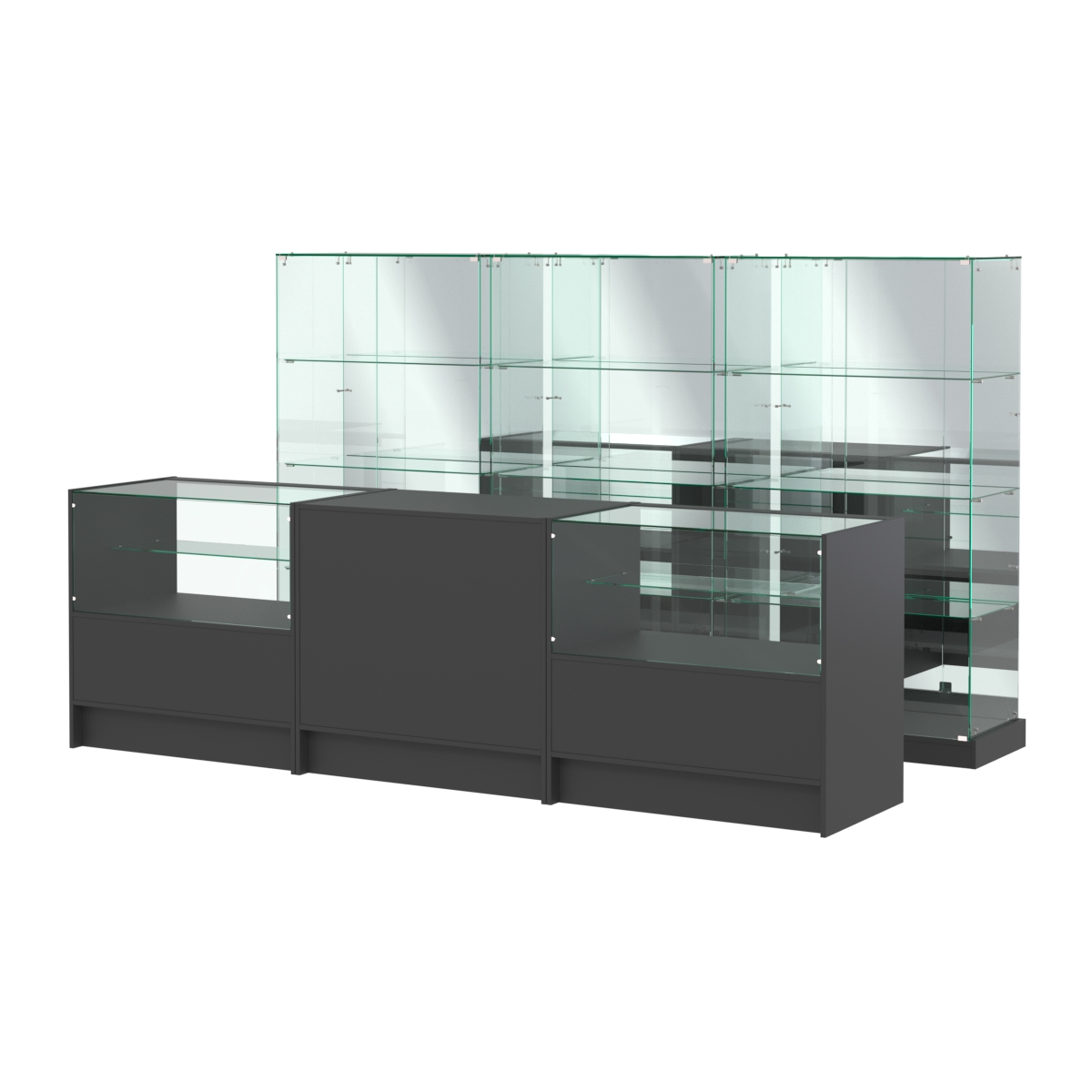 Комплект низких витрин ХП-07 и прилавков ЭК-3 Черный