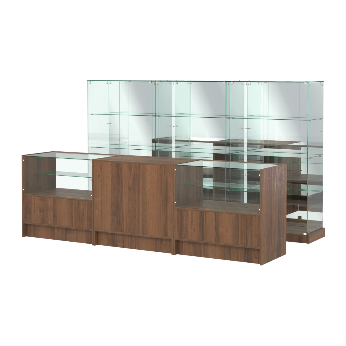 Комплект низких витрин ХП-07 и прилавков ЭК-3 Орех