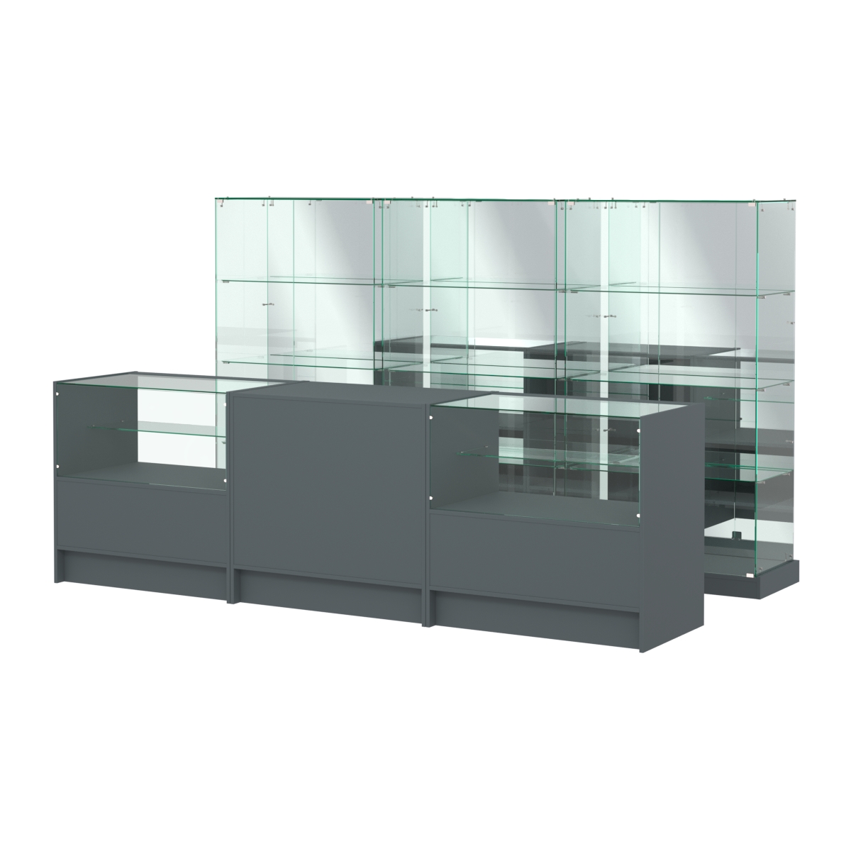 Комплект низких витрин ХП-07 и прилавков ЭК-3 Темно-Серый